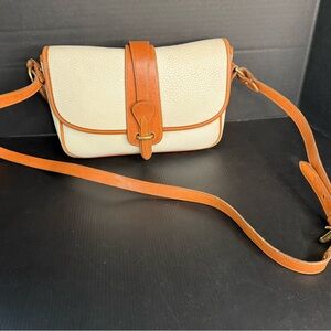 Vintage Dooney & Bourke pebble leather crossbody saddle bag purse 2-tone